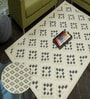 White Geometrical Wool Hand Tufted Carpet