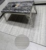 White Geometrical Wool And Silk And Cotton 8X5 Feet Hand Woven Carpet