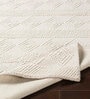 White Geometrical Wool 5 ft x 7 ft Hand Woven Carpet