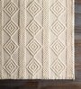 White Geometrical Wool 5 ft x 7 ft Hand Woven Carpet