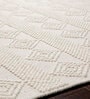 White Geometrical Wool 5 ft x 7 ft Hand Woven Carpet