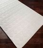 White Geometrical Wool 5 ft x 7 ft Hand Woven Carpet