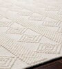 White Geometrical Wool 8 ft x 10 ft Hand Woven Carpet