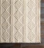 White Geometrical Wool 8 ft x 10 ft Hand Woven Carpet