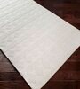 White Geometrical Wool 8 ft x 10 ft Hand Woven Carpet