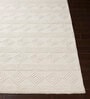 White Geometrical Wool 8 ft x 10 ft Hand Woven Carpet