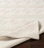 White Geometrical Wool 8 ft x 10 ft Hand Woven Carpet