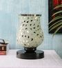 White Glass Shade Table Lamp with Black Base