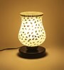 White Glass Shade Table Lamp with Black Base