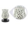 White Glass Shade Table Lamp with Black Base