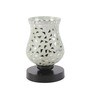 White Glass Shade Table Lamp with Black Base
