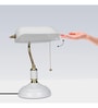 White Glass Bankers Lamp Desk Lamp Retro Pull Chain Switch Table Lamp