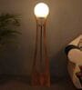 Curvy Mango Wood Base Floor Lamp with Glass Shade