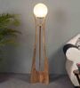 Curvy Mango Wood Base Floor Lamp with Glass Shade
