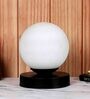 White Glass Shade Table Lamp With Iron Base