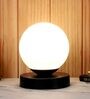 White Glass Shade Table Lamp With Iron Base