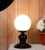 White Glass Shade Table Lamp With Iron Base