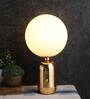 White Glass Shade Table Lamp with Gold Base