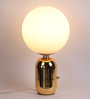 White Glass Shade Table Lamp with Gold Base