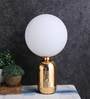 White Glass Shade Table Lamp with Gold Base