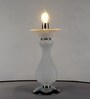 White Glass Shade Table Lamp With White Base