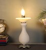 White Glass Shade Table Lamp With White Base