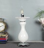White Glass Shade Table Lamp With White Base