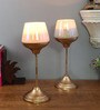 White Glass Stand Tealight Holder Set of 2