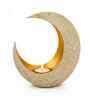 White Gold Metal Moon Shape Tea light holder for Home Decor