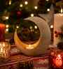 White Gold Metal Moon Shape Tea light holder for Home Decor