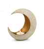 White Grainy & Gold Metal Moon Tealight Holder (Iron)