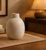 White Grainy Artisan Sphere Flower Vase for Home Decor, Iron, Modern Minimalist Tabletop Design