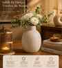 White Grainy Artisan Sphere Flower Vase for Home Decor, Iron, Modern Minimalist Tabletop Design