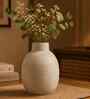 White Grainy Artisan Sphere Flower Vase for Home Decor, Iron, Modern Minimalist Tabletop Design
