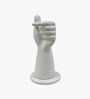 White Hand Flower Pot With White Marble Base