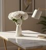 White Hand Flower Pot With White Marble Base