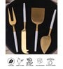 White Handle Gold Heads Cheese Knives Set