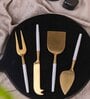 White Handle Gold Heads Cheese Knives Set