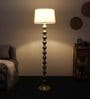 White Iron & Cloth Shade Club Floor Lamp With Iron Base