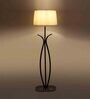White Iron & Cloth Shade Club Floor Lamp With Iron Base
