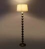 White Iron & Cloth Shade Club Floor Lamp With Iron Base