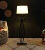 White Iron & Cloth Shade Club Floor Lamp With Iron Base