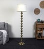 White Iron & Cloth Shade Club Floor Lamp With Iron Base