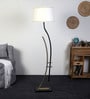 White Iron & Cloth Shade Club Floor Lamp With Iron Base