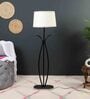 White Iron & Cloth Shade Club Floor Lamp With Iron Base