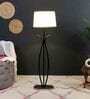 White Iron & Cloth Shade Club Floor Lamp With Iron Base