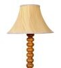White Iron & Cloth Shade Club Floor Lamp With Wood Base