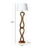 White Iron & Cloth Shade Club Floor Lamp With Wood Base
