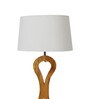 White Iron & Cloth Shade Club Floor Lamp With Wood Base