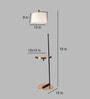 Nigella White Cloth Shade Shelf Floor Lamp With Wood & Iron Base